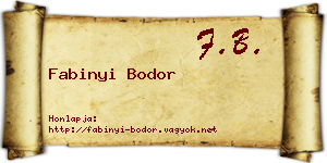 Fabinyi Bodor névjegykártya